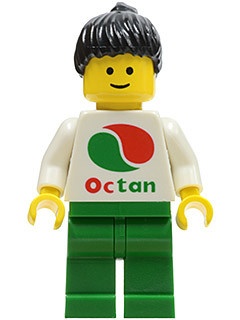 oct009G Octan - wit Logo met zwart haar en groene benen gebruikt *0M0000