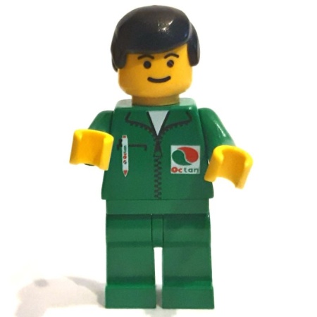oct014G Octan - Groene overal met OCTAN logo, zwart haar gebruikt *0M0000
