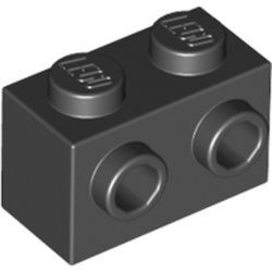 11211-11G Steen 1x2 met noppen aan één zijde zwart gebruikt *1L2-13