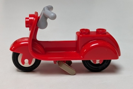 15396c05-5 Scooter donkercreme standaard lichtblauwgrijs stuur rood NIEUW *5K000