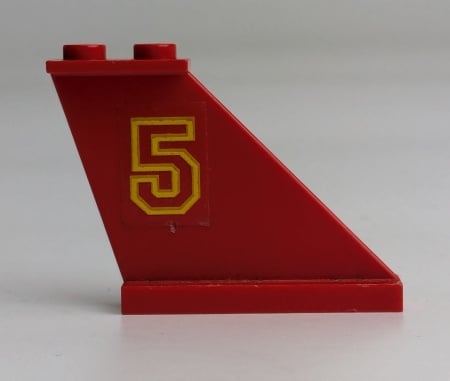 2340pb008R-5G Staart met cijfer 5 RECHTS (sticker) rood gebruikt *1D041