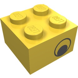 3003pe1-3G Steen 2x2 oog beide zijden ZONDER OOGWIT geel gebruikt *5V10-02