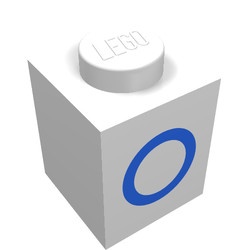 3005-0-1G Steen 1x1 met cijfer 0 wit gebruikt *5V01-01