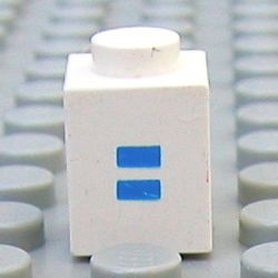 3005ptEqualb-1G Steen 1x1 met teken = wit gebruikt *5V01-15