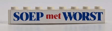 3008pb053-1G Steen 1x8 SOEP met WORST (Sticker) wit gebruikt *5V08-03
