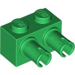 30526-6G Steen 1x2 met TWEE pinnen groen gebruikt *1D009