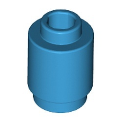 3062b-153 Steen 1x1 rond- met inkeping onder, open nop blauw, donkerazuur NIEUW *1B076
