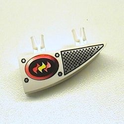 30647pb04-G Technic 1x4 Side Flaring Intake met twee pinnen en brandweerpatroon, rechts wit gebruikt *5S016