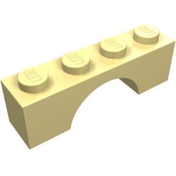 3659-33G Steen, boog 1x4x1 hoog geel, licht gebruikt *1D051