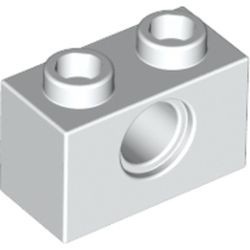 3700-1G Technic, steen 1x2 met gat wit gebruikt *1D052