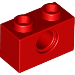 3700-5G Technic, steen 1x2 met gat rood gebruikt *1D052