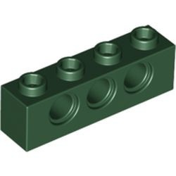 3701-80G Technic, steen 1x4 met 3 gaten groen, donker gebruikt *1D055