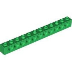 3895-6G Technic, steen 1x12 met 11 gaten groen gebruikt *1D057