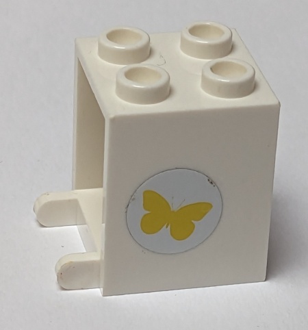 4345pb02-1G Box 2x2x2 met gele vlinder (Sticker) wit gebruikt *5S020
