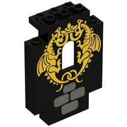 4444pb03-11G Kasteelmuur 2x5x6 met twee gele draken zwart gebruikt *