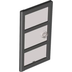 60797pb02-11G Deur 1x4x6 met 3 panelen en transparant zwart glas zwart gebruikt *1C032