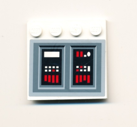 6179pb023L-1G Tegel 4x4 met noppen zijkant met SW Imperial Star Destroyer Control Panel LINKS (Sticker) wit gebruikt *5T11-02