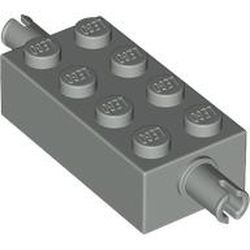 6249-9G Steen 2x4 met pinnen aan beide zijden lichtgrijs (klassiek) gebruikt *1D009