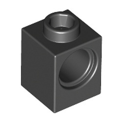 6541-11G Technic, steen 1x1 met PINgat zwart gebruikt *1D052