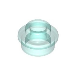 85861-15 Platte plaat 1x1 rond MET GAT IN MIDDEN transparant lichtblauw NIEUW *1B235