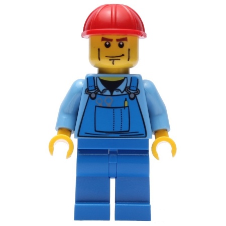 trn141G Overall met gereedschap in zak, rode constructiehelm gebruikt *0M0000