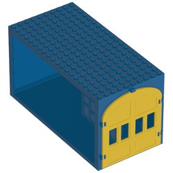 x655c02-7 FABULAND Garage met gele ramen en deuren blauw gebruikt *