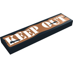2431px5-11G Tegel 1x4 KEEP OUT zwart gebruikt *5t04-08