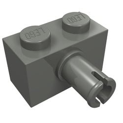 2458-85G Steen 1x2 met pin grijs, donker (blauwachtig) gebruikt *1D007