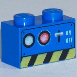 3004px7-7G Steen 1x2 met switch en lampjes blauw gebruikt *5V02-11