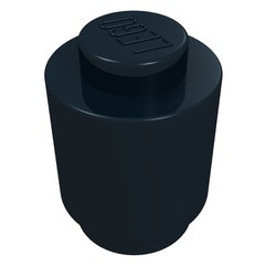 3062a-11G Steen 1x1 rond- met inkeping onder, DICHTE nop zwart gebruikt *1B334