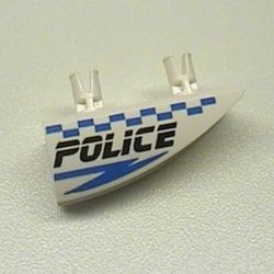 30647pb02-G Technic 1x4 Side Flaring Intake met twee pinnen blauwe blokken en politie, rechts wit gebruikt *5S011