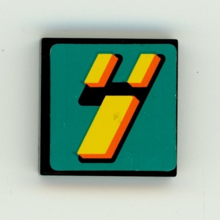 3068bpb0114-11G Tegel 2x2 met nummer 4 op turquoise achtergrond (Sticker) zwart gebruikt *5T05-31