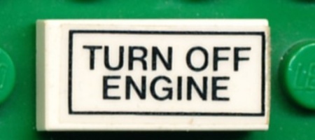 3069bpb0070-1G Tegel 1x2 'TURN OFF ENGINE' (Sticker) wit gebruikt *5T02-04