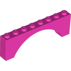 3308-47G Steen, boog 1x8x2 hoog (niet-verhoogd) roze, donker gebruikt *1D047