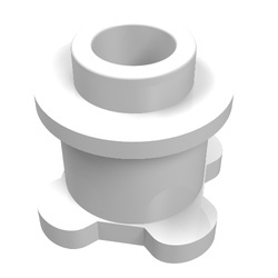 33286-1G Steen 1x1x1 2/3 rond met bloemblaadjes wit gebruikt *