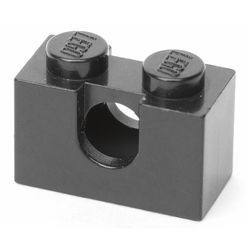 3700b-11G Technic, steen 1x2 met gat en gleuf bovenkant zwart gebruikt *1L000