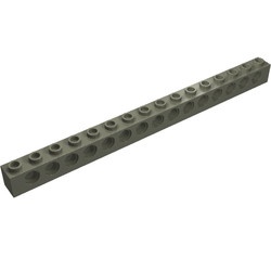 3703-10G Technic, steen 1x16 met 15 gaten donker, grijs (klassiek) gebruikt *1D058
