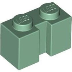 4216-48G Steen 1x2 met sleuf groen, zandkleurig gebruikt *1L040