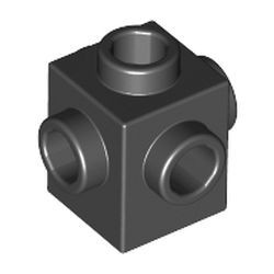 4733-11G Steen 1x1 met noppen aan vier zijden zwart gebruikt *1L036