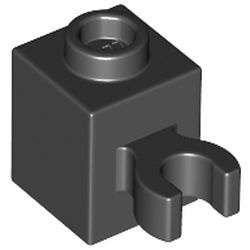 60475-11G Steen 1x1 met clip verticaal (open OF dichte nop) zwart gebruikt *1L031