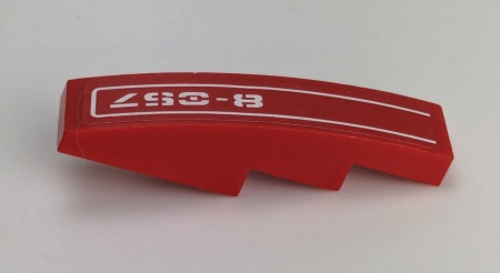 61678pb005R-5G Dakpan gebogen 1x4 met witte streep en 8-057 RECHTS (Sticker) rood gebruikt *5R000