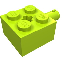 6232-34G Steen 2x2 met pin en asgat lime gebruikt *1D008