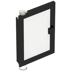 73436c01-11GDeur 1x4x5 links met transparant glas zwart gebruikt *1C032