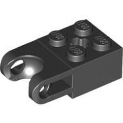 92013-11G Technic, steen 2x2 met asgat en twee vingers aan einde zwart gebruikt *