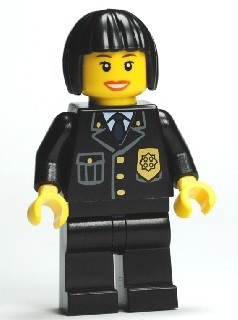 cty0211G Politie, vrouw met 'bob' kapsel, pak met blauwe das gebruikt *0M0000