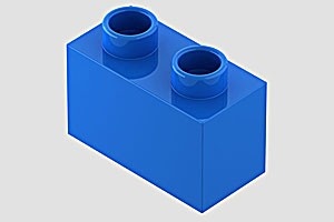 HU2NOP-7 COMPATIBEL met DUPLO steen 1x2 (Hubelino) blauw NIEUW *