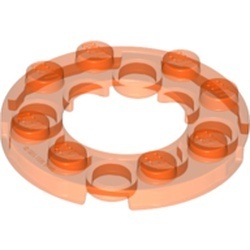11833-18 Platte plaat 4x4 rond met 2X2 gat in midden transparant neonoranje NIEUW *5K0000