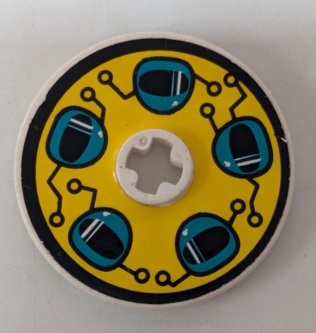 2958pb005-11G Technic Disk 3x3 met asgat met helmen (Sticker) zwart gebruikt *5S003