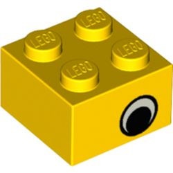 3003pe2-3G Steen 2x2 oog beide zijden geel gebruikt *5V10-03