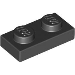 3023-11G Platte plaat 1x2 zwart gebruikt *1B368